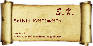 Stibli Kálmán névjegykártya