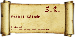Stibli Kálmán névjegykártya